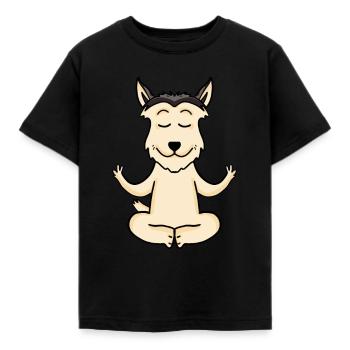 Yoga Hund Berger de Picardie - Kinder T-Shirt - Schwarz - Vorne - AI Model Kid Female (0cm)