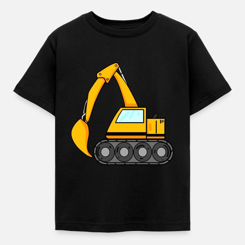 Löffelbagger Ausgräber Bagger Baumaschine - Kinder T-Shirt - Schwarz