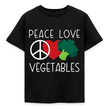 Vegetarian -Peace Vegetables Love - Kinder T-Shirt - Schwarz - Vorne - AI Model Kid Female (0cm)