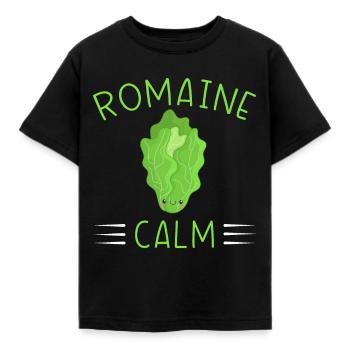 Vegetarian Pun Joke - Romaine Calm Salad - Kids' T-Shirt - black - Front - AI Model Kid Female (0cm)
