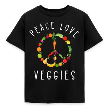 Végétarien - Peace Veggie Love - T-shirt Enfant - noir - Devant - AI Model Kid Female (0cm)