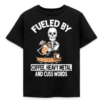 Kaffee Heavy Metal Schimpfwörter - Männer Outfit - Kinder T-Shirt - Schwarz - Vorne - AI Model Kid Female (0cm)
