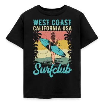 West Coast California USA Surf Club - Kinder T-Shirt - Schwarz - Vorne - AI Model Kid Female (0cm)