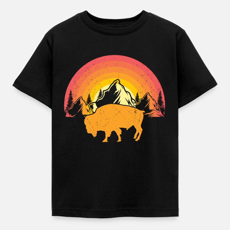 Bison - Kinder T-Shirt - Schwarz