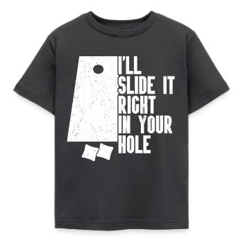 Cornhole - Kinder T-Shirt - Dunkelgrau - Vorne - AI Model Kid Female (0cm)