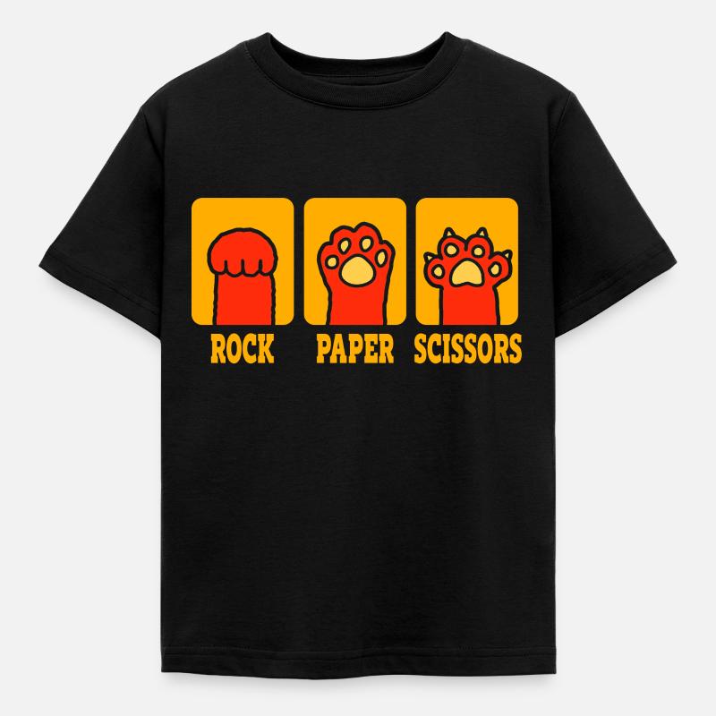 Pierre Papier Ciseaux Jeu De Main Drôle Chat Enfants - T-shirt Enfant - noir