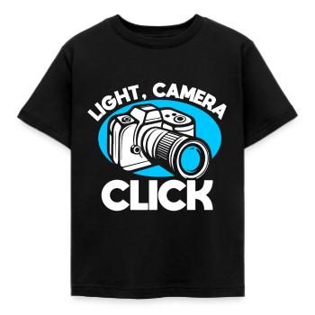Photography - Photo shoot for photo camera. - Kids' T-Shirt - black - Front - AI Model Kid Female (0cm)