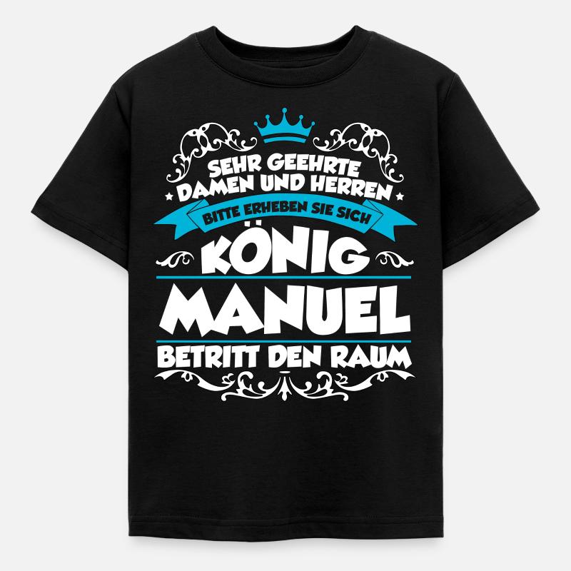 Manuel Name Design - Kinder T-Shirt - Schwarz