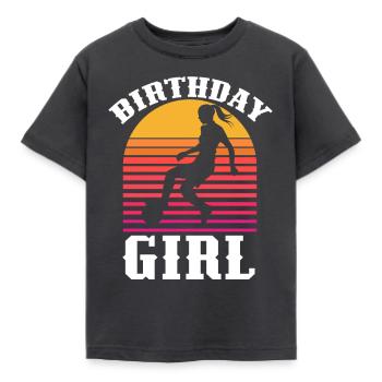 Geburtstagsmädchen Fußball Bday Party Thema - Kinder T-Shirt - Dunkelgrau - Vorne - AI Model Kid Female (0cm)