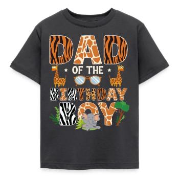 Papa Of The Wild One Birthday Zoo Theme Safari - Kids' T-Shirt - dark grey - Front - AI Model Kid Female (0cm)