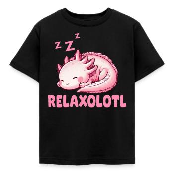 Relaxolotl Axolotl Lève-tard Dormir Se détendre - T-shirt Enfant - noir - Devant - AI Model Kid Female (0cm)