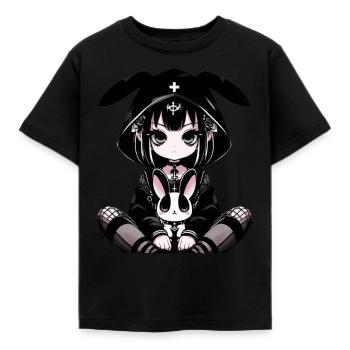 Goth Bunny Anime Girl Kawaii Gothic Creepy - Kids' T-Shirt - black - Front - AI Model Kid Female (0cm)