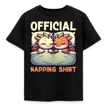 Official Sleeper Dragon Sweet Lazy - Kids' T-Shirt - black - Front - AI Model Kid Female (0cm)