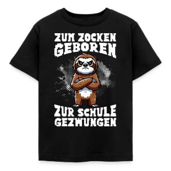 Zum Zocken geboren zur Schule gezwungen Faultier - Kinder T-Shirt - Schwarz - Vorne - AI Model Kid Female (0cm)