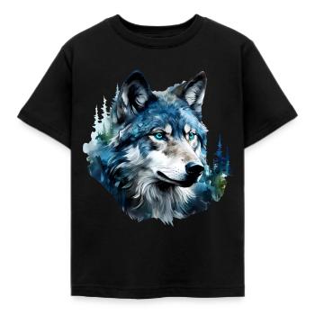 Wolf - Kinder T-Shirt - Schwarz - Vorne - AI Model Kid Female (0cm)