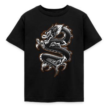 Japanese chinese dragon dragon - Kids' T-Shirt - black - Front - AI Model Kid Female (0cm)