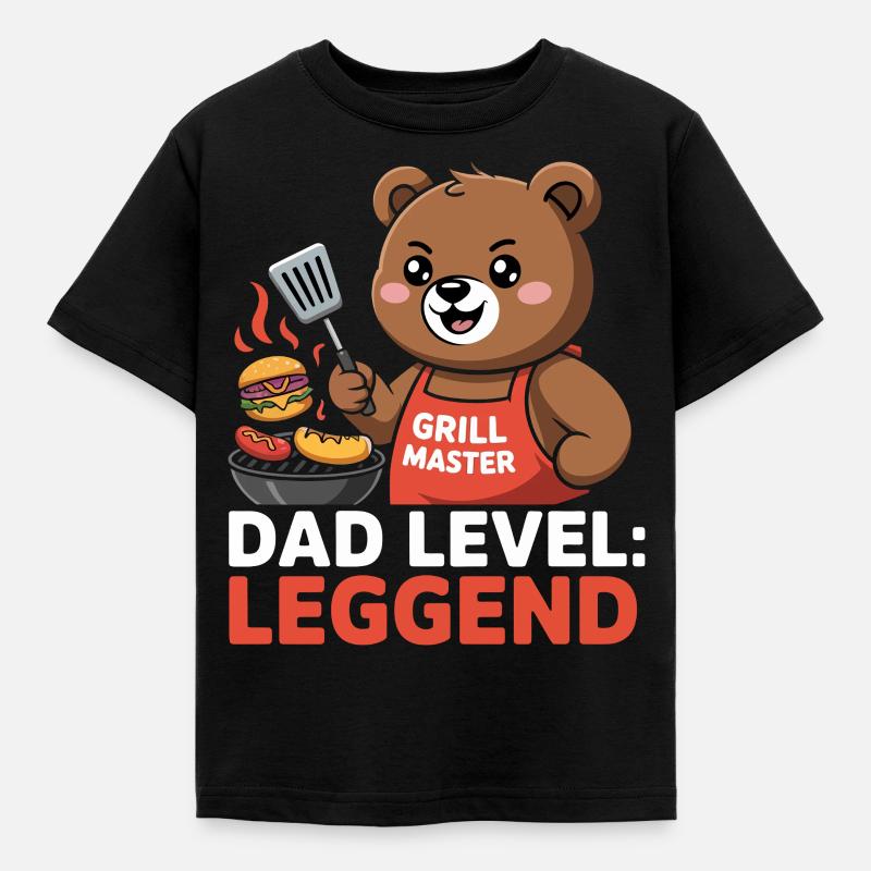 Dad Level: Leggends Grill Master Bear - Kids' T-Shirt - black