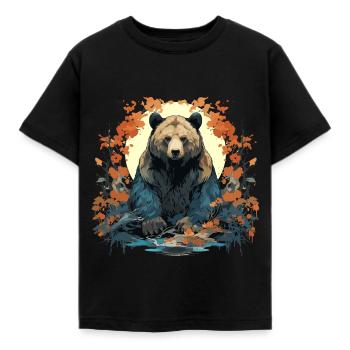 Bear - Kids' T-Shirt - black - Front - AI Model Kid Female (0cm)