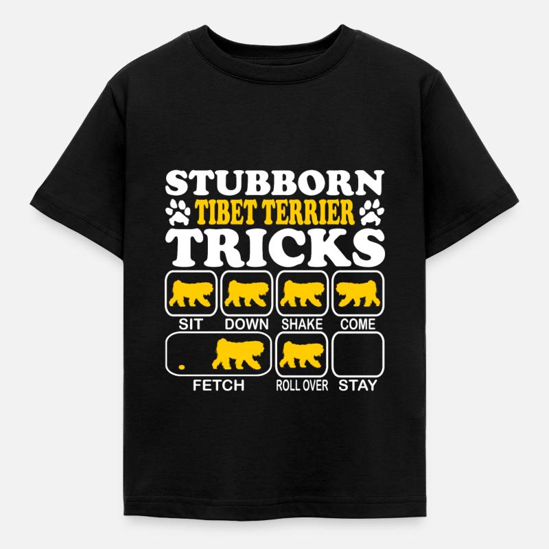 Tibetan Terrier Temple Dog Stubborn Tricks saying - Kids' T-Shirt - black