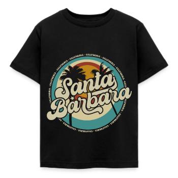 Santa Barbara California Sonnenuntergang Retro - Kinder T-Shirt - Schwarz - Vorne - AI Model Kid Female (0cm)