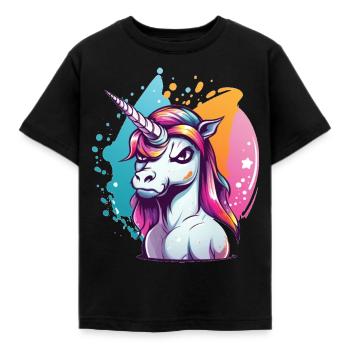 Licorne grincheuse - T-shirt Enfant - noir - Devant - AI Model Kid Female (0cm)