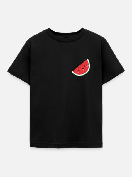 Niedliche Melone - Brust Motiv - Kawaii Chibi - Kinder T-Shirt - Schwarz