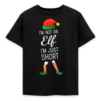 I'm Not An Elf I'm Just Short - Weihnachtsslogan - Kinder T-Shirt - Schwarz - Vorne - AI Model Kid Female (0cm)