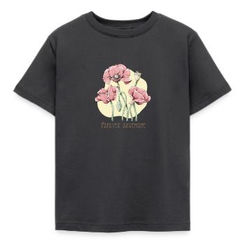 Dessin botanique de sable de coquelicot - T-shirt Enfant - charbon - Devant - AI Model Kid Female (0cm)