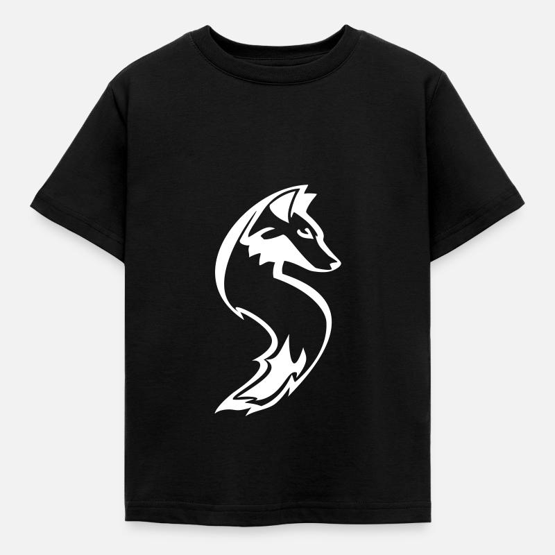 Forme de renard, design de silhouette blanche, design animal - T-shirt Enfant - noir