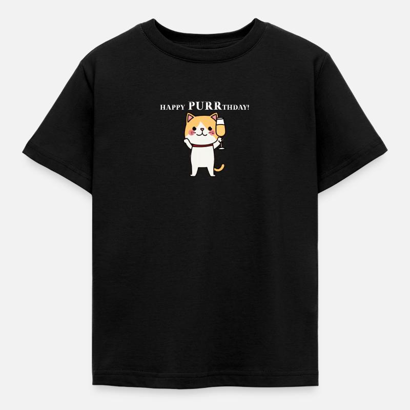 Katze Happy Birthday süß Geburtstag Geschenkidee - Kinder T-Shirt - Schwarz