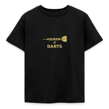 Queen of Darts Dart Darten Dartpfeil Königin Gold - Kinder T-Shirt - Schwarz - Vorne - AI Model Kid Female (0cm)