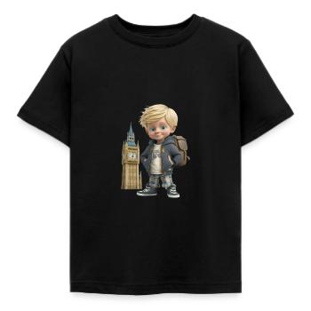Smiling Boy - BIG BEN - Souvenir of London - Kids' T-Shirt - black - Front - AI Model Kid Female (0cm)