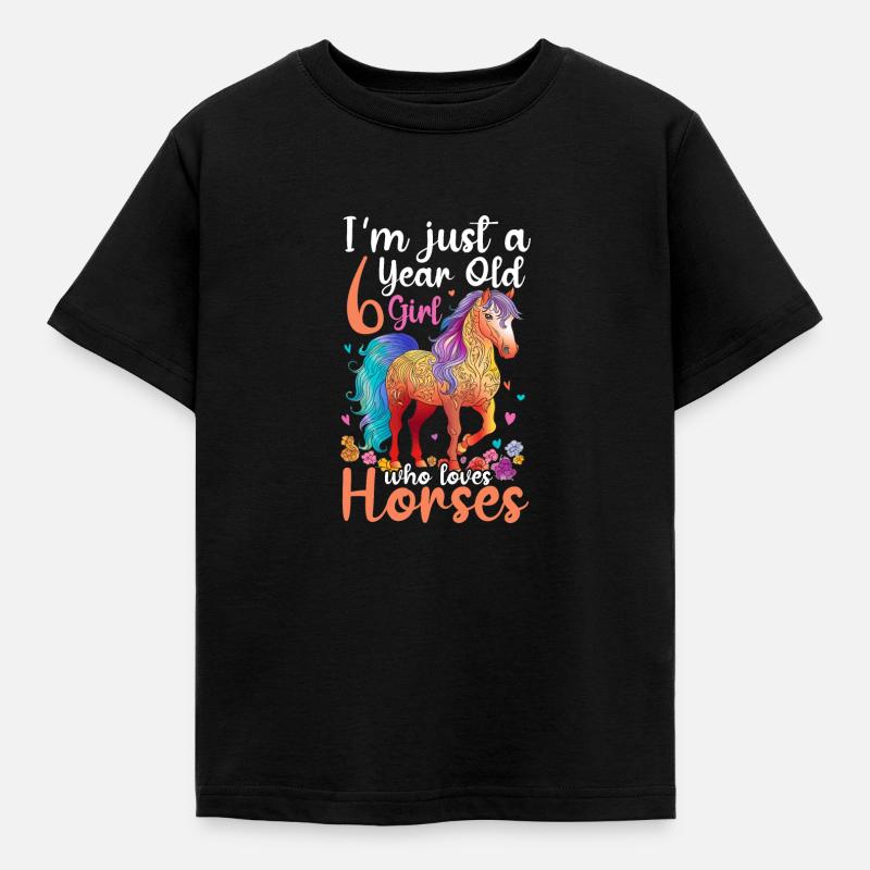 6e anniversaire équitation cavalier princesse - T-shirt Enfant - noir