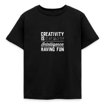 Creative Creativity Is Intelligence having fun - Kids' T-Shirt - black - Front - AI Model Kid Female (0cm)