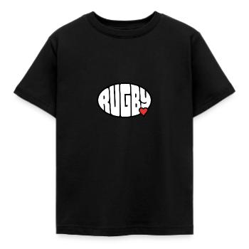 Rugby - Kinder T-Shirt - Schwarz - Vorne - AI Model Kid Female (0cm)