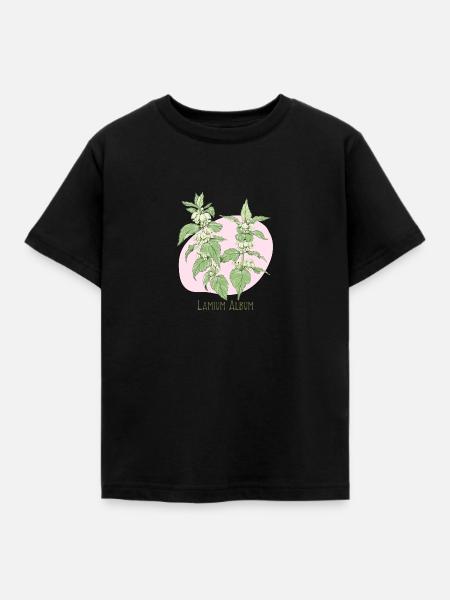 Hellweiße botanische Zeichnung - Kinder T-Shirt - Schwarz