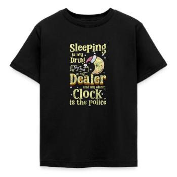 Sleeping Late Sleeper Resting Pillow - Kids' T-Shirt - black - Front - AI Model Kid Female (0cm)