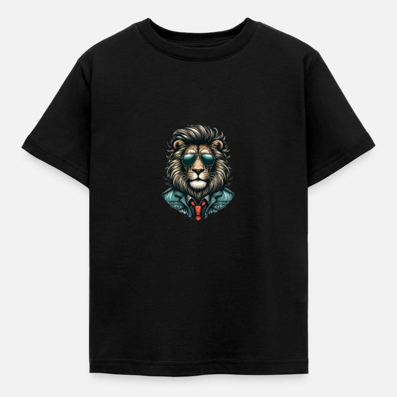 Stylischer Löwe - Kinder T-Shirt - Schwarz