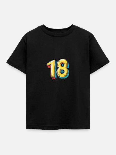 18 Zahl Comic - Kinder T-Shirt - Schwarz