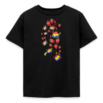 Strawberries, Strawberry, Color, Colorful Color - Kids' T-Shirt - black - Front - AI Model Kid Female (0cm)