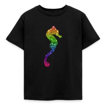 Fête hippocampe paillettes - T-shirt Enfant - noir - Devant - AI Model Kid Female (0cm)