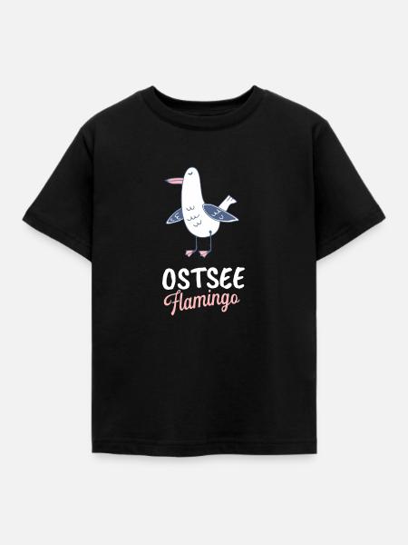 Ostsee Flamingo - Lustige Möwe Norddeutsch - Kinder T-Shirt - Schwarz