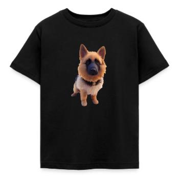 German Shepherd - Kids' T-Shirt - black - Front - AI Model Kid Female (0cm)