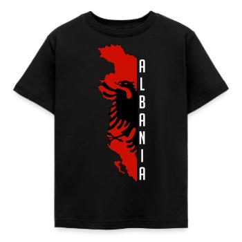 Albanien mit Albania Schriftzug Weiß - Kinder T-Shirt - Schwarz - Vorne - AI Model Kid Female (0cm)