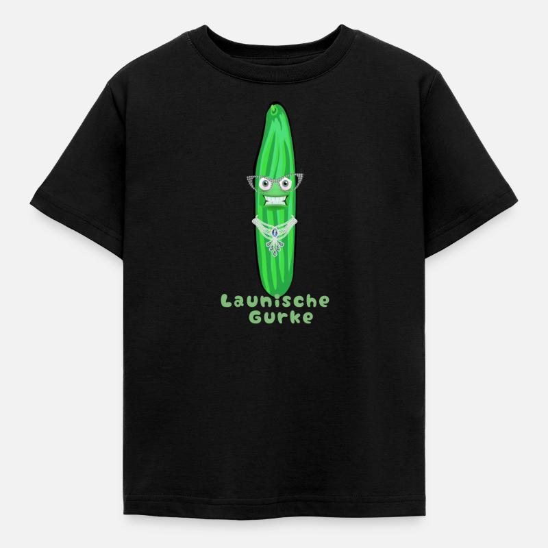 Launische Gurke, Gurken, Comic, Gurke,Diva - Kinder T-Shirt - Schwarz