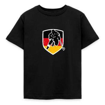 EISHOCKEY DEUTSCHLAND EMBLEM - Kinder T-Shirt - Schwarz - Vorne - AI Model Kid Female (0cm)