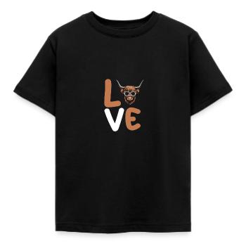 Cow Cattle Highland Cattle - Kids' T-Shirt - black - Front - AI Model Kid Female (0cm)