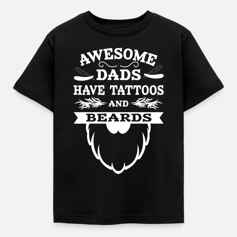 Awesome Dads Tattoos & Beards - Kids' T-Shirt - black