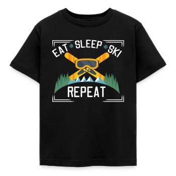 Eat Sleep Ski Repeat - Kids' T-Shirt - black - Front - AI Model Kid Female (0cm)