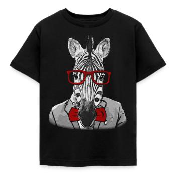 Hipster zebra - Kids' T-Shirt - black - Front - AI Model Kid Female (0cm)